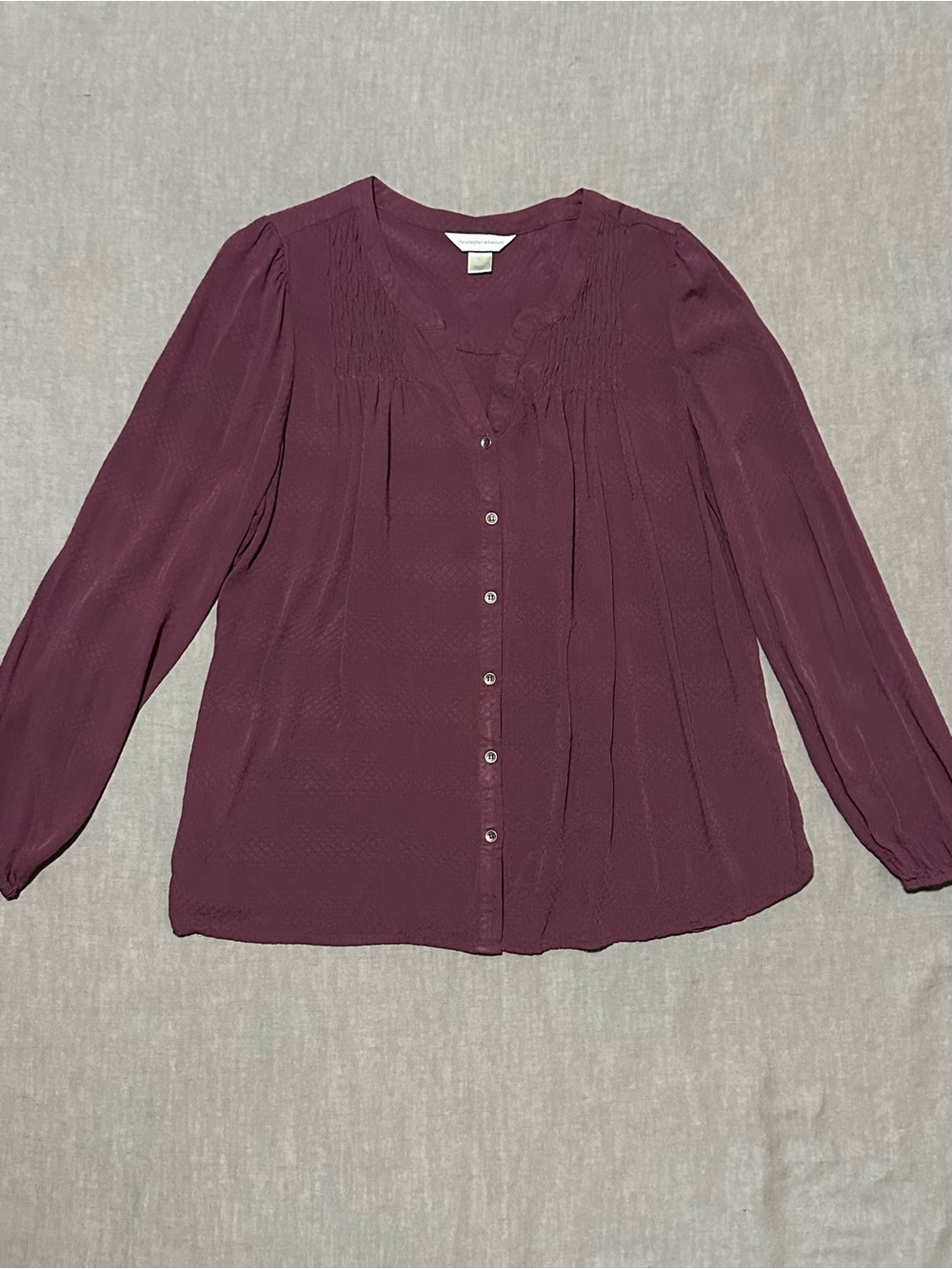 Christopher & Banks Plum Button-Front Blouse